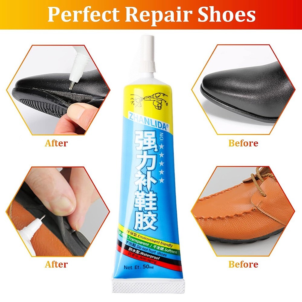 Repair Fix Shoes Clear Glue Adhesive Leather Vinyl Rubber Cork Canvas Bag Boots