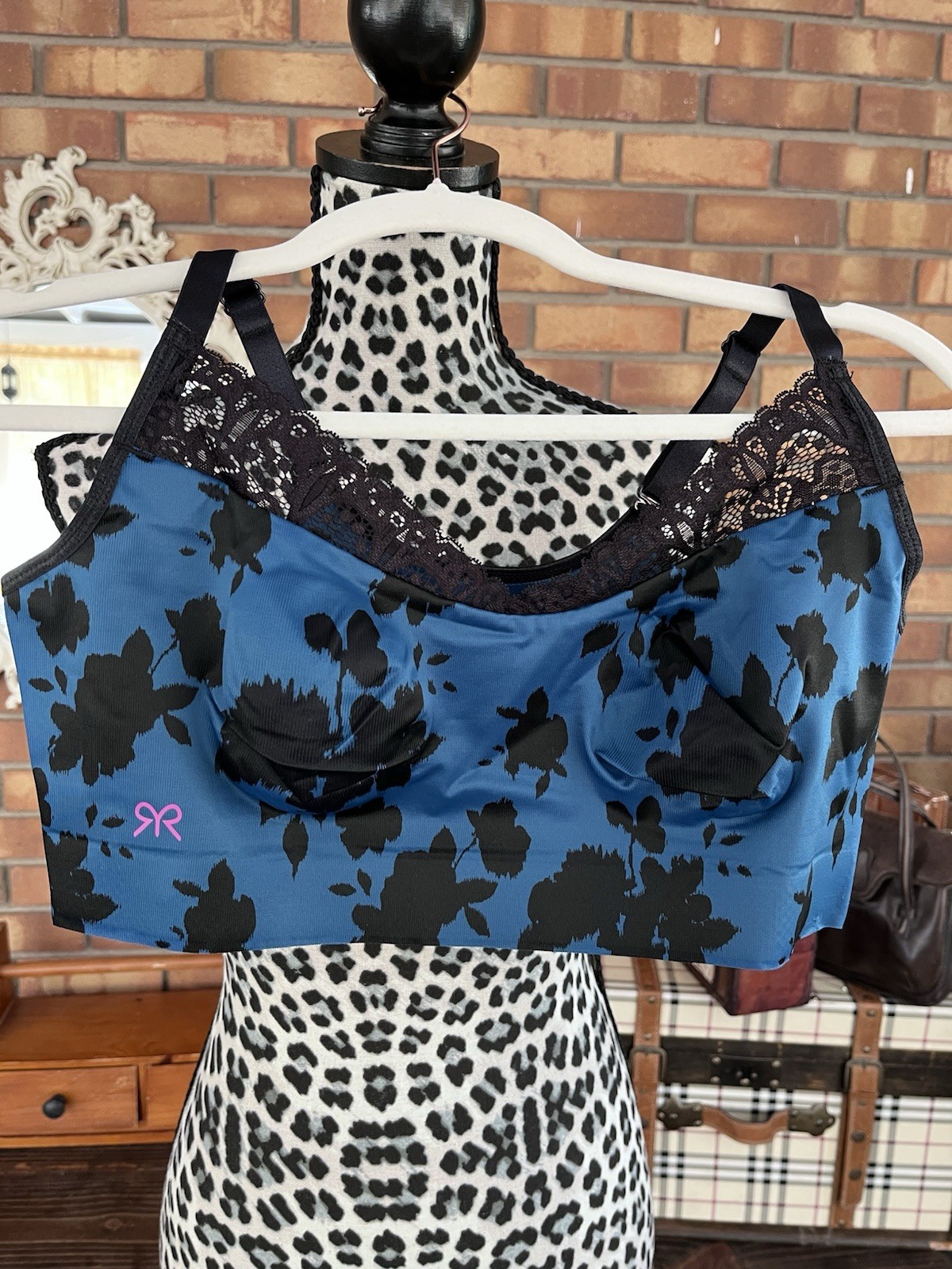 Ruby Ribbon Blue Floral Dana Demiette Heritage Bra (34) Style 1801
