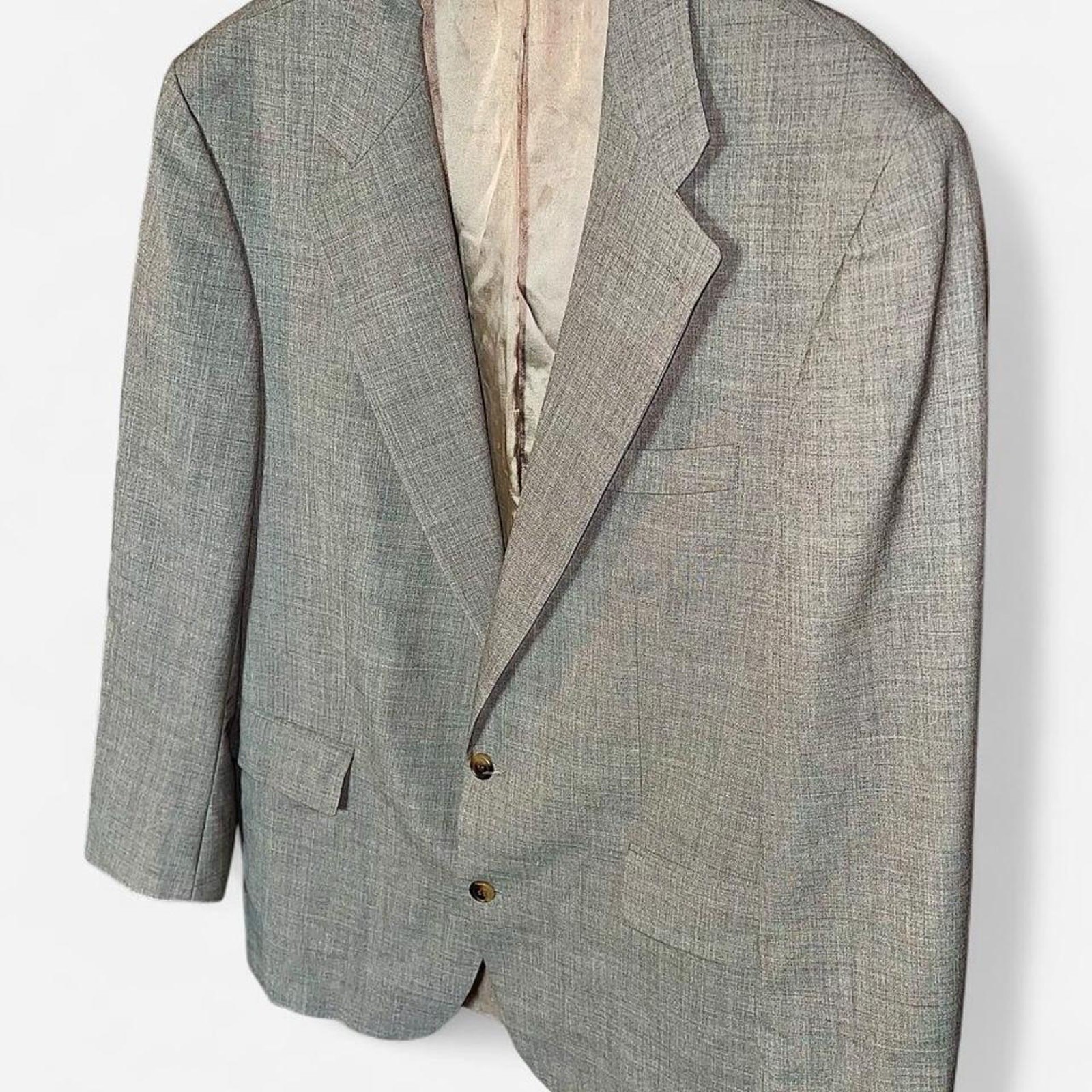 Chaps Ralph Lauren MENS Vintage Wool Taupe Sharskin Blazer – Size 44T