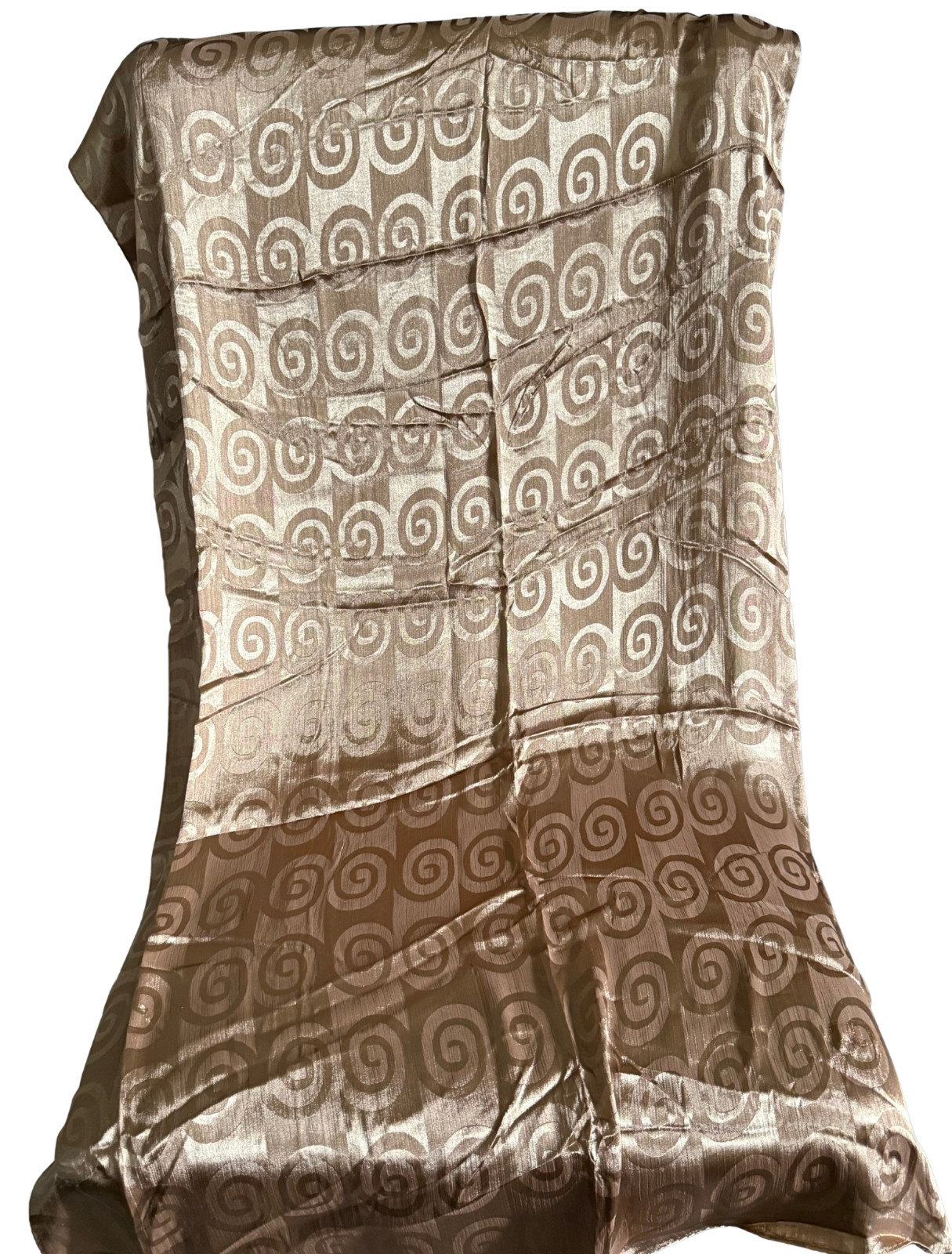 Silk Striped Printed Scarf for Women – Brown Gold