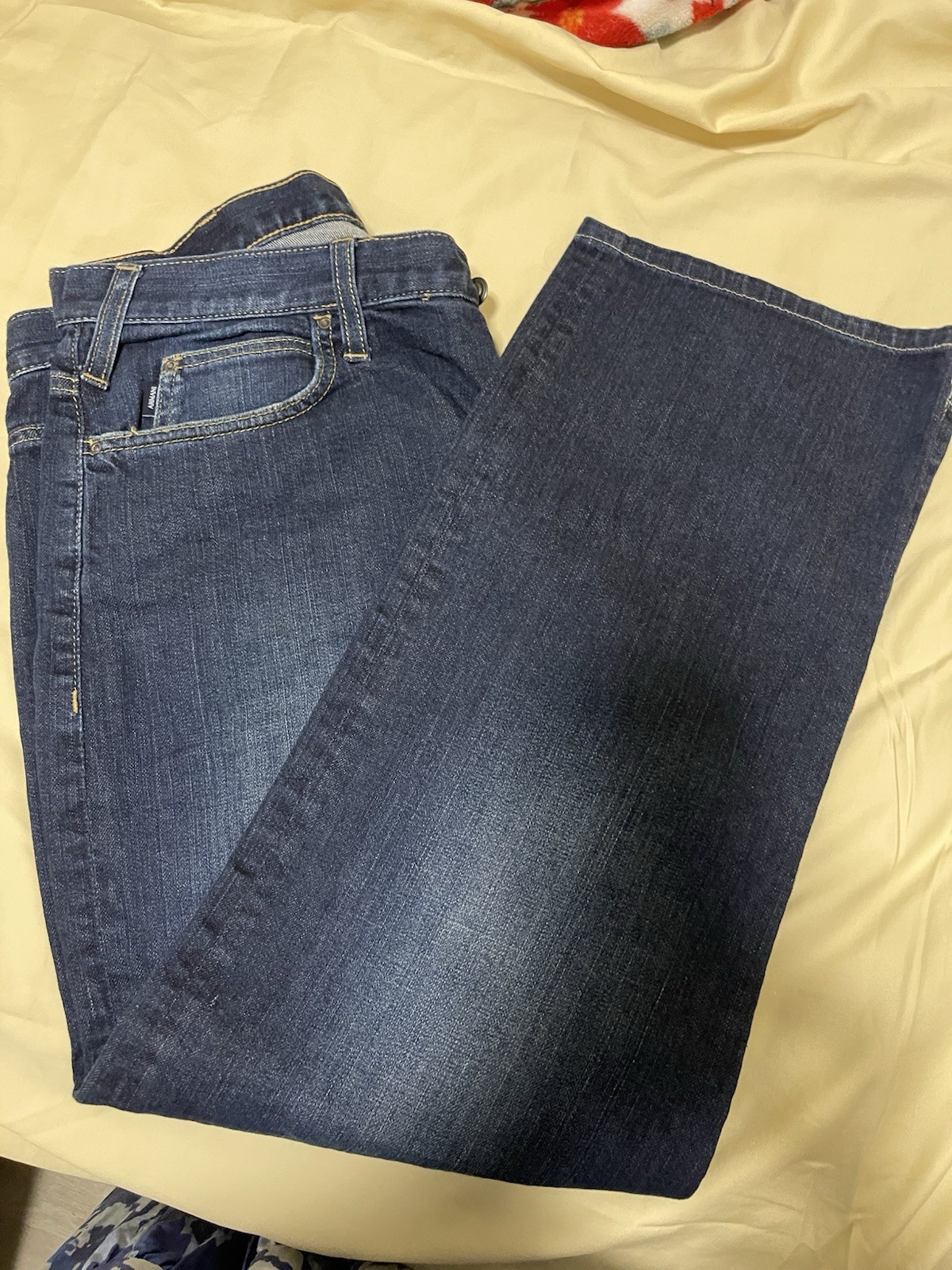 Armani Jeans Men’s Dark Wash Blue Straight Leg Regular Fit Mid Rise Denim