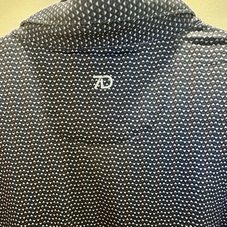 7D 7 Diamonds Mens XL Blue Geometric Core Polo Shirt 4 Way Stretch Performance