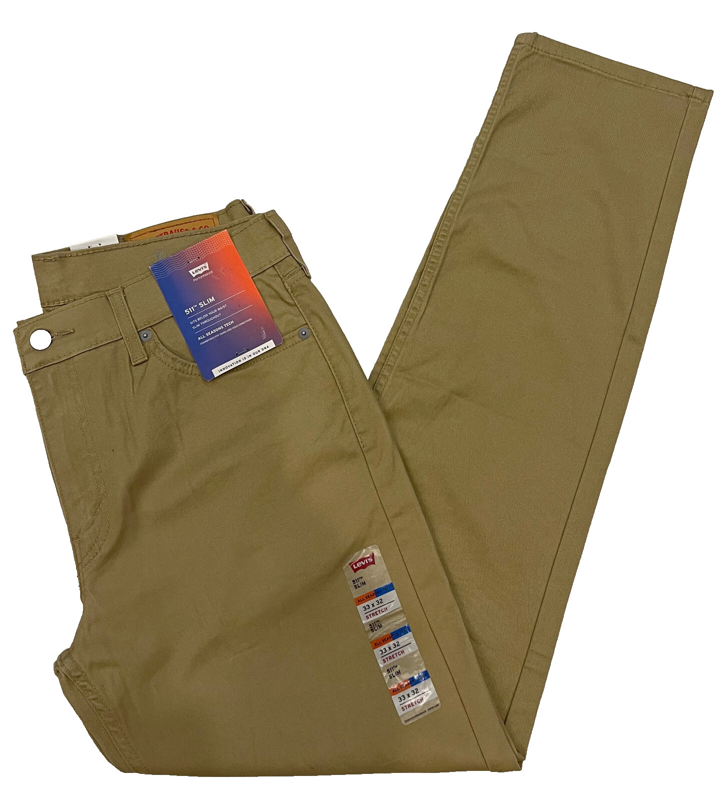 Levis 511 Slim All Seasons Tech Stretch Twill Mens Pants 33X32 Harvest Gold