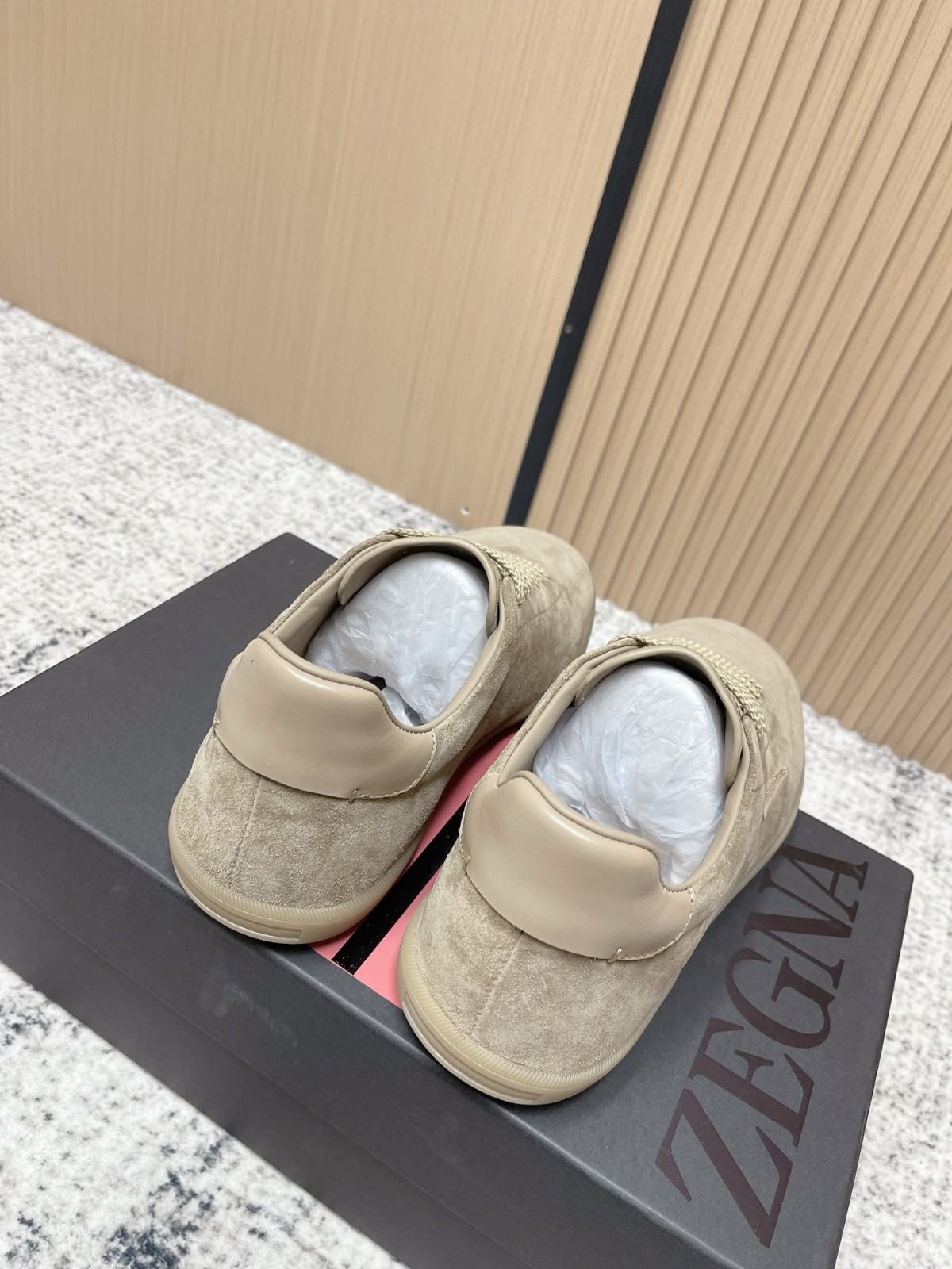 ZEGNA Beige Suede Lace-Up Luxury Sneakers Full Sizes