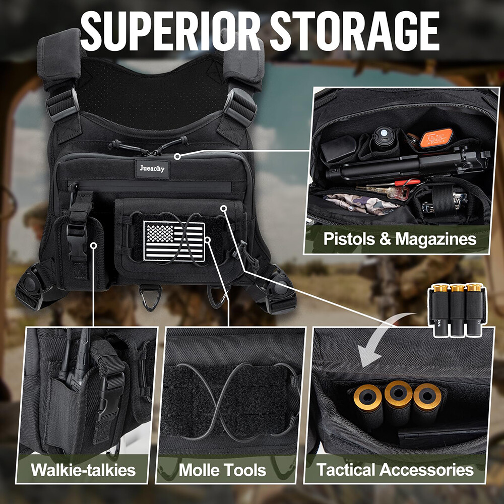 Tactical Combat Chest Rig Bag Front Pouch Outdoor Sport Protective Vest Pack Bag