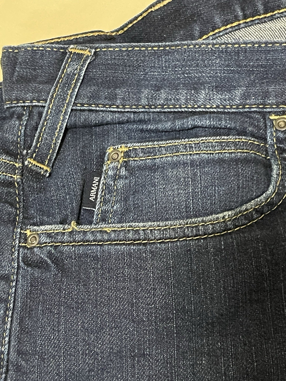 Armani Jeans Men’s Dark Wash Blue Straight Leg Regular Fit Mid Rise Denim