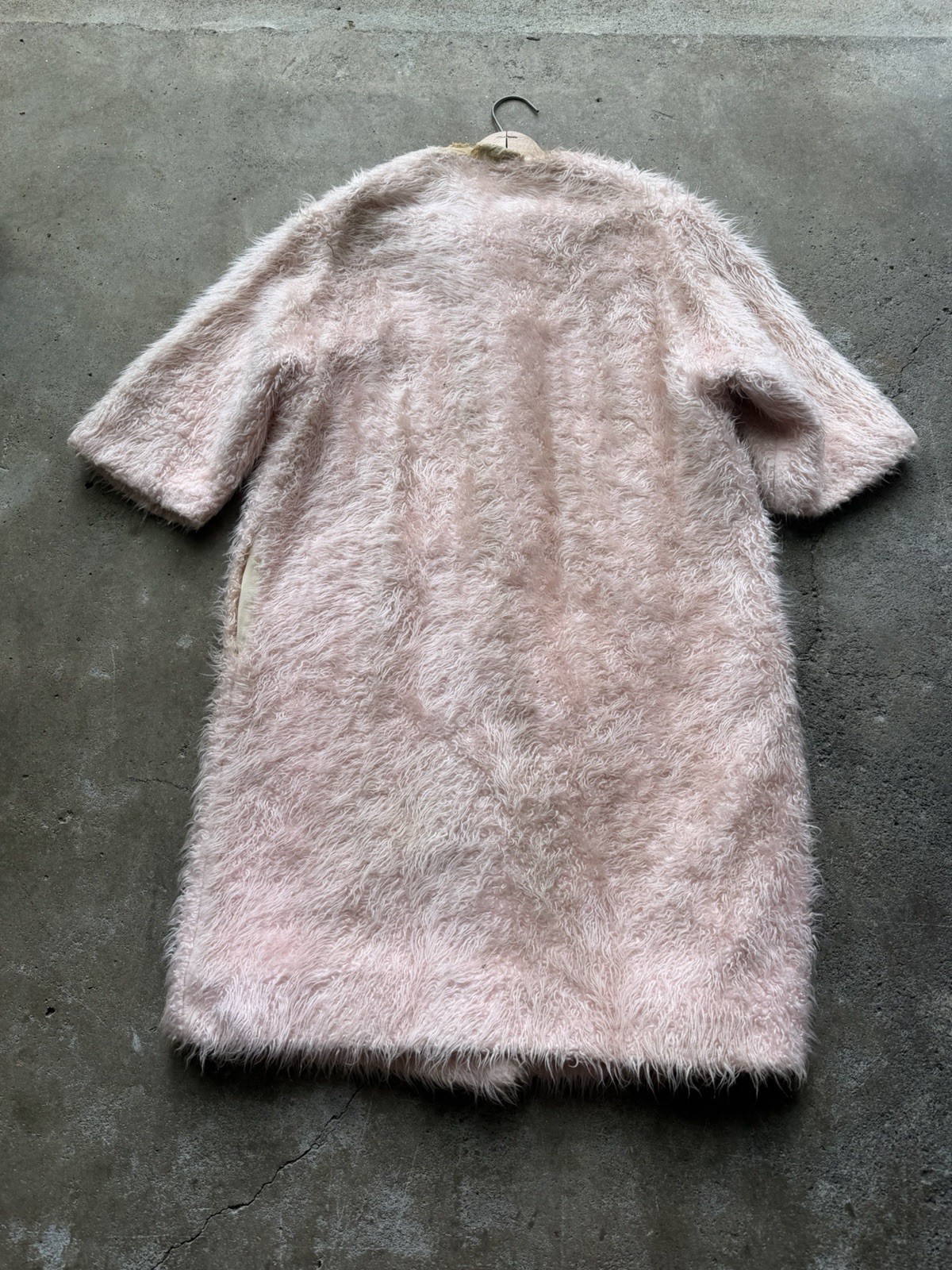 Vintage 50s 60s Faux Fur Fuzzy Mohair Style Dress Pink Rayon Lined Loungees Pink