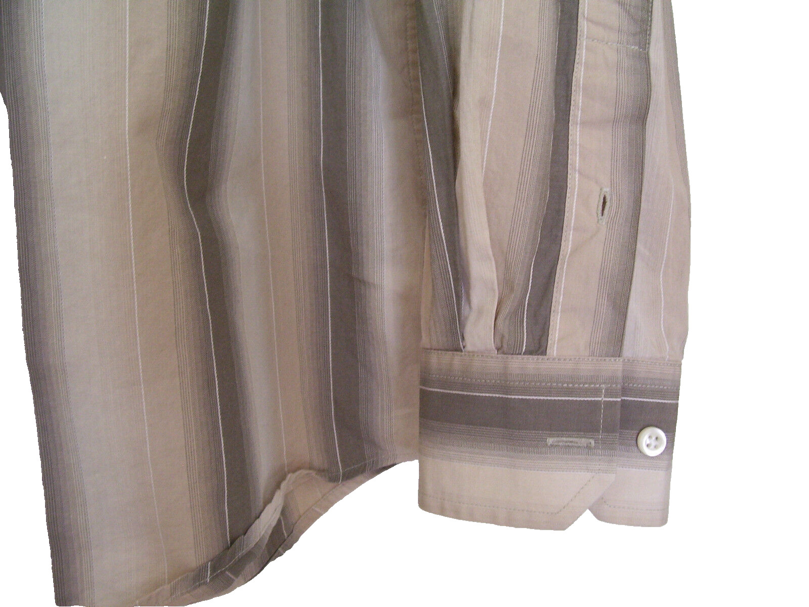 J. Ferrar Long Sleeve Button Down Shirt Sz 16-16.5 Brown Striped Large