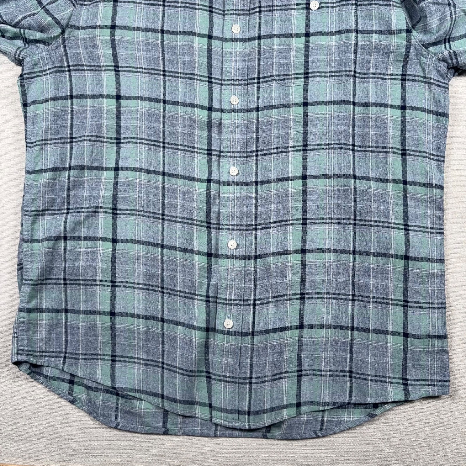 The Normal Brand Jasper Shirt Mens Size L Blue Plaid Cotton Long Sleeve Button