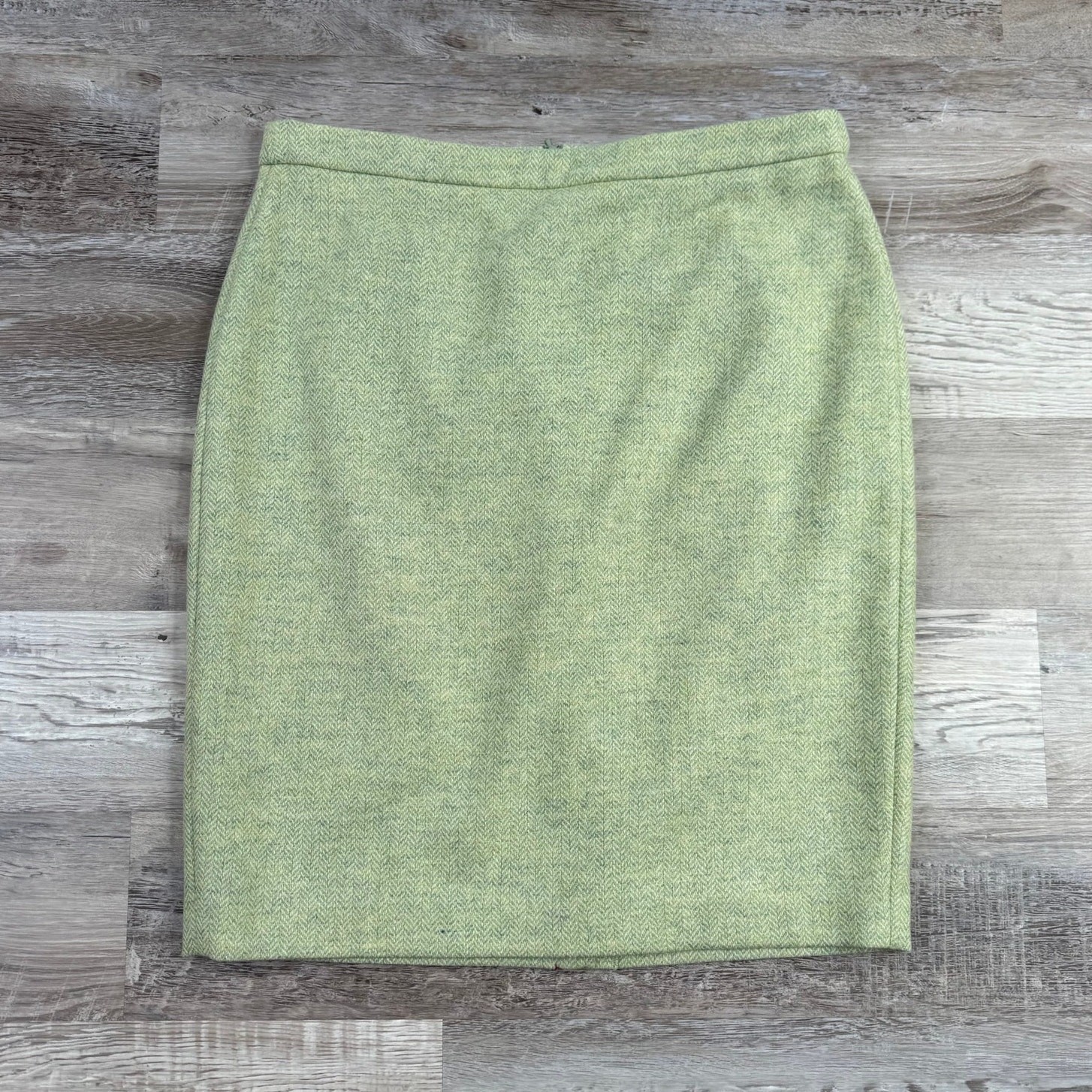 NWT Pure Collection Mint Wool Herringbone Pencil Skirt Quiet Luxury Size 14