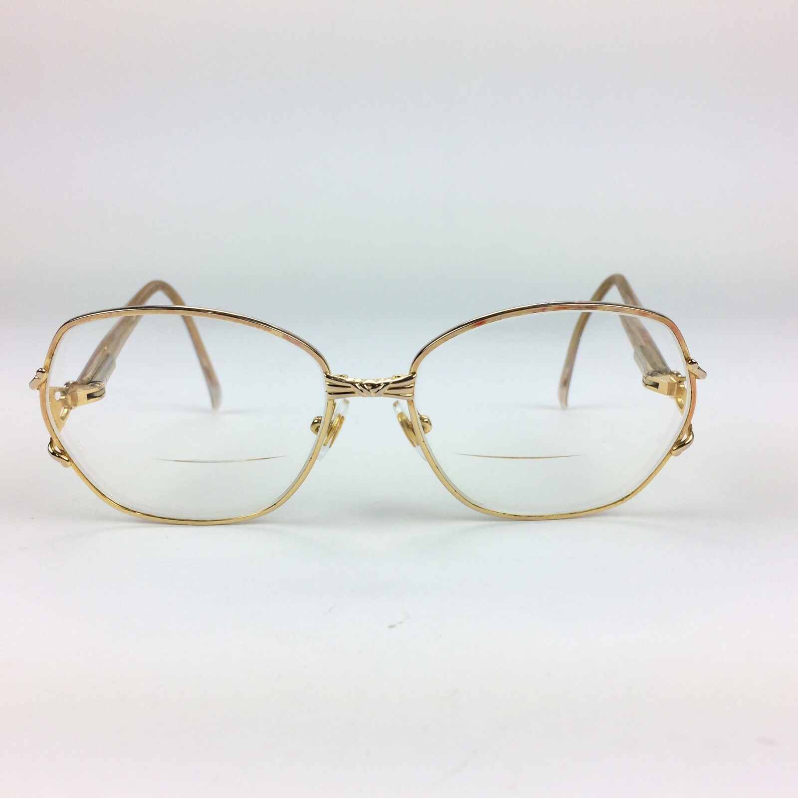 Vtg Silver Dollar Eyeglasses Plastic & Metal Jessica Gold RX Frames 51/12/121mm