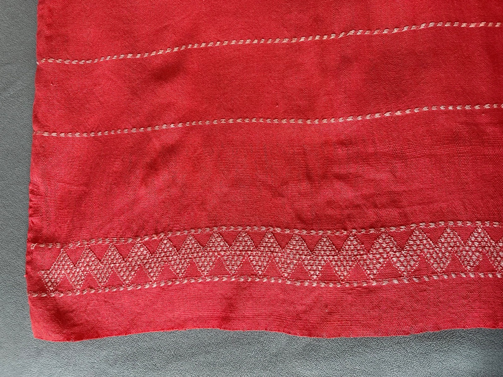 Mexican Embroidered Huipil Maya Top PEACH PINK cotton white embroidery – Large