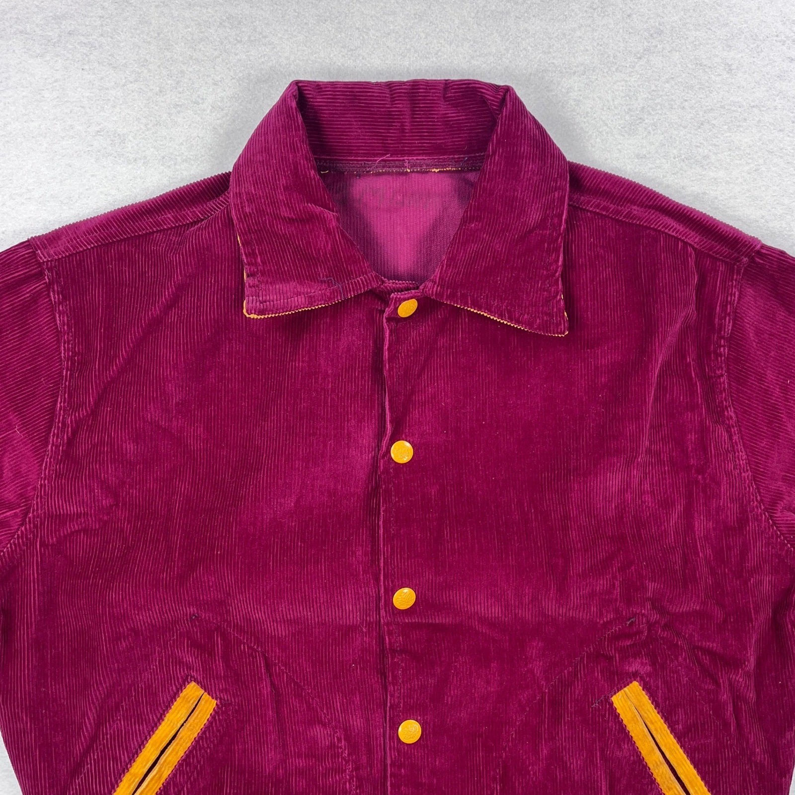 Vintage 50s 60s Maple Athletic Sportswear Corduroy Chain Stitch Jacket Burgundy