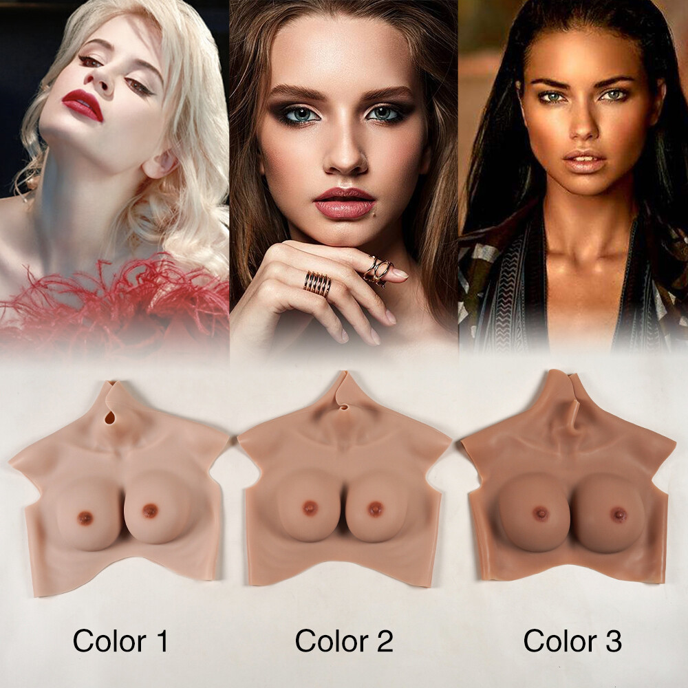 IMI 9th Flocking Silicone Breast Form Boobs B-K Cup Breastplate for Crossdresser