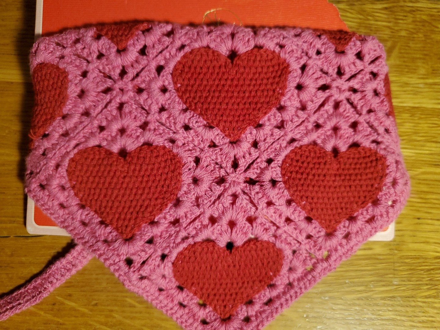 Piper K Valentine’s Day Pink & Red Hearts ❤️ Crochet Head Scarf