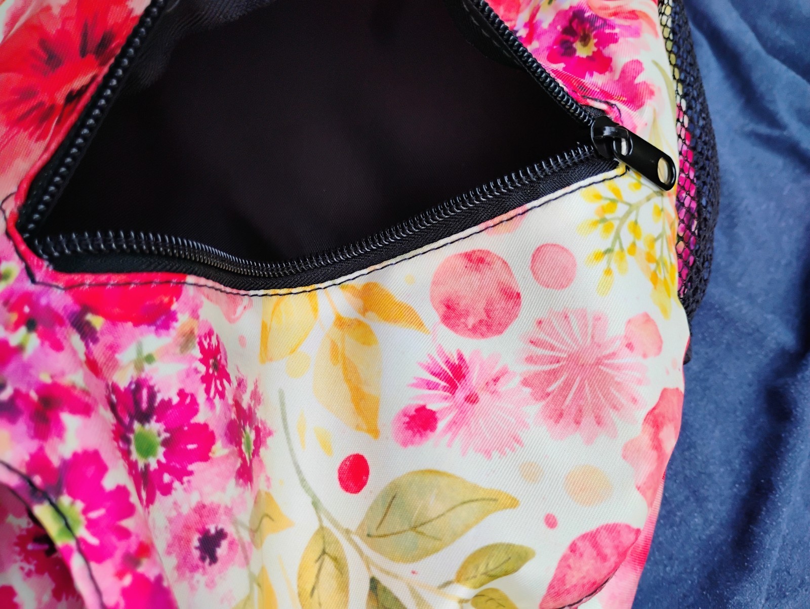 Cross body backpack sling with floral print adjustable strap