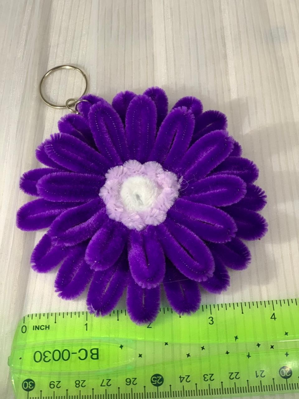 Handmade Chenille Flower Keychain Cute Floral Bag Charm Unique Gift Accessory