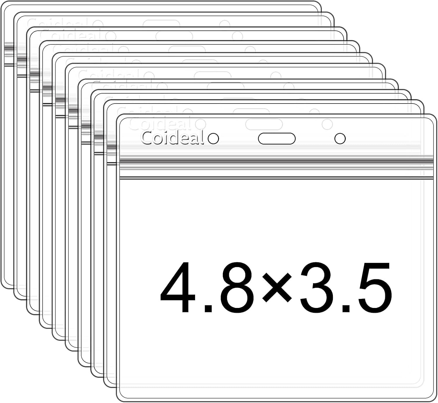 Clear Plastic Horizontal Badge Holder – Coideal 12 Pcs 4.8 x 3.5 inch,