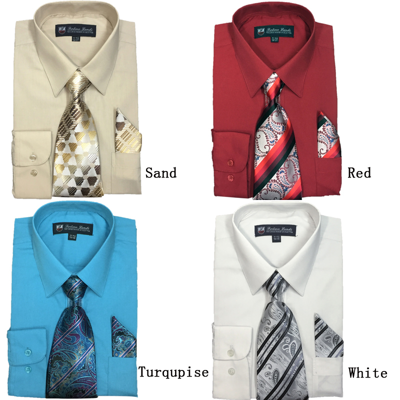 Men’s Cotton Blend Dress Shirt with Tie and Handkerchief 22 different colors 21B