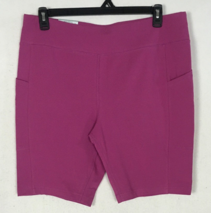 Terra and Sky Bike Shorts Women Size 1X Pink High Rise Pockets 9 in Inseam New