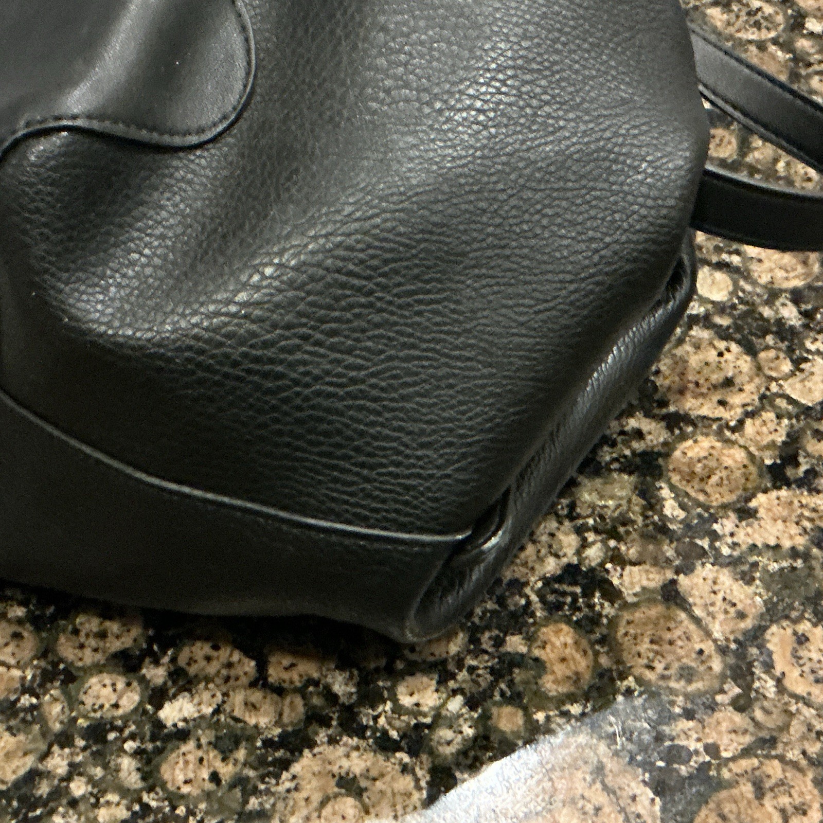 Sondra Roberts Squared Black Pebbled Satchel Gold Zip w/ Strap