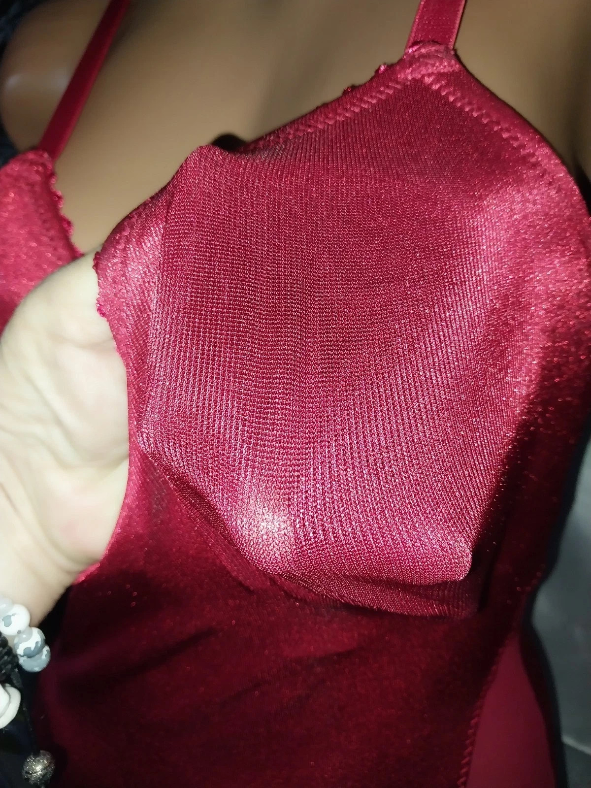 RUBY RIBBON GIRDLE BRA SHAPERWEAR CAMI SHEER CHIFFON INSERT SILKY NYLON M NEW
