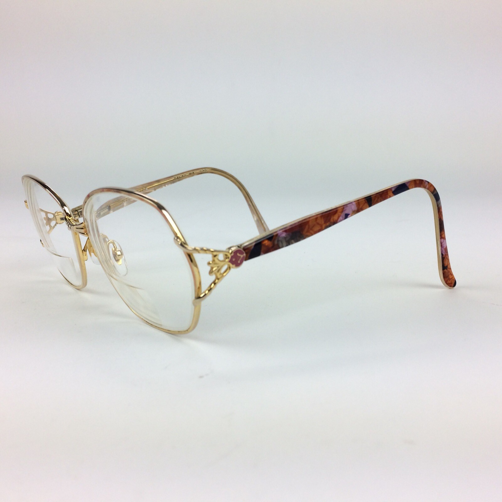 Vtg Silver Dollar Eyeglasses Plastic & Metal Jessica Gold RX Frames 51/12/121mm