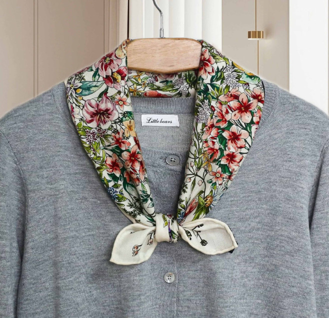 70% Cashmere 30% Silk Shawl Scarf Neckerchief Bandana floral Print Wrap new666
