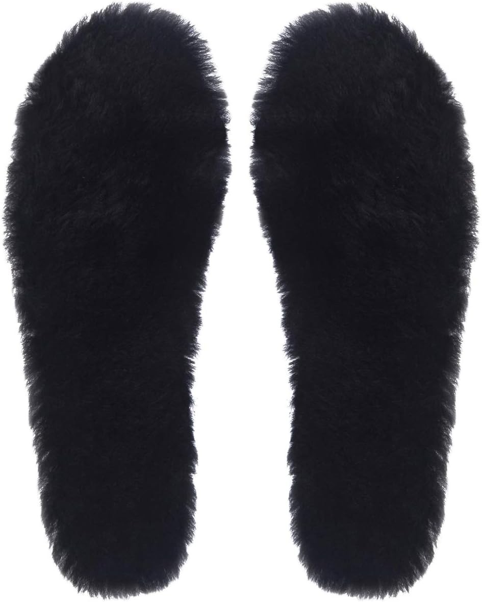 Black Sheepskin Insoles Women’s Premium Think Wool Fur Fleece Inserts Cozy & …