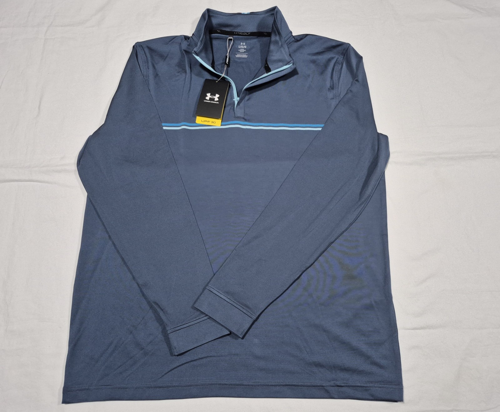 Under Armour Pullover Mens Blue Long Sleeve 1/4 Zip Golf UPF 50+ Top Loose