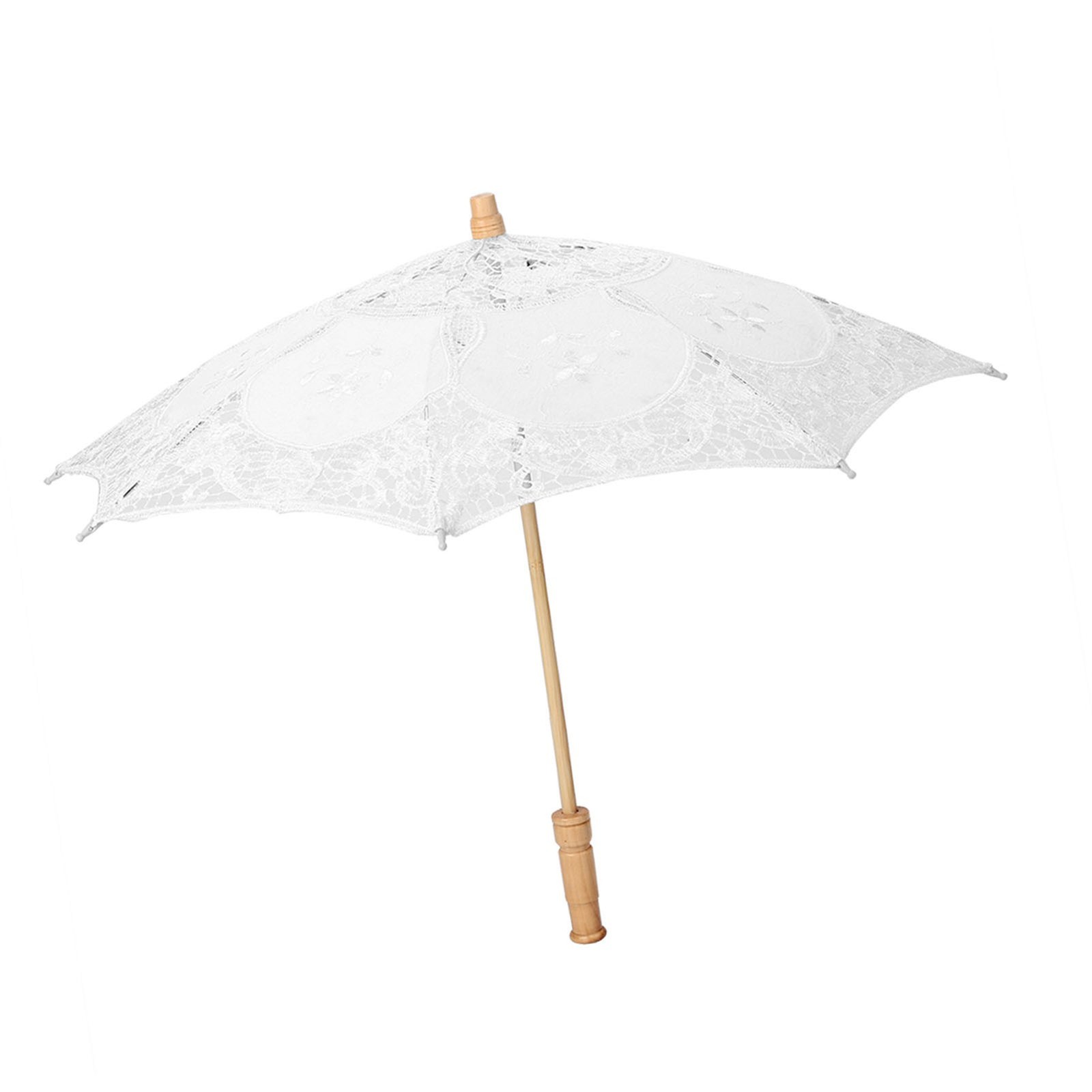 Handmade Lace Flower Embroidery Parasol Wedding Bride Photography Umbrella White