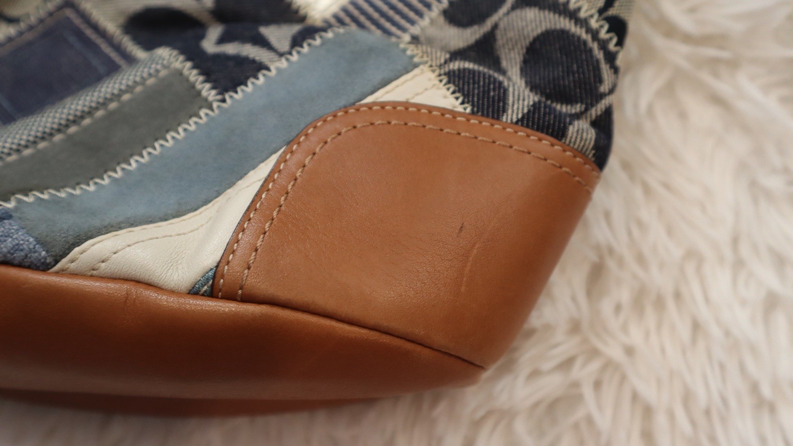 Coach Y2K Vintage Denim Patchwork Leather Brass Bleecker Duffle Bag