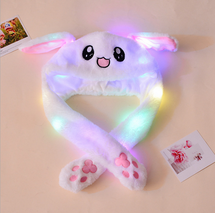 Bunny Hat Light Up Cute Plush Rabbit Hat Moving Ears with LED Light Gift US