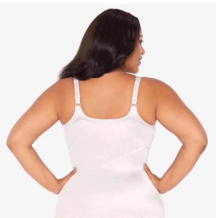RUBY RIBBON Size 40 White Shapewear Camisole Top Built In Support Adjustable Str