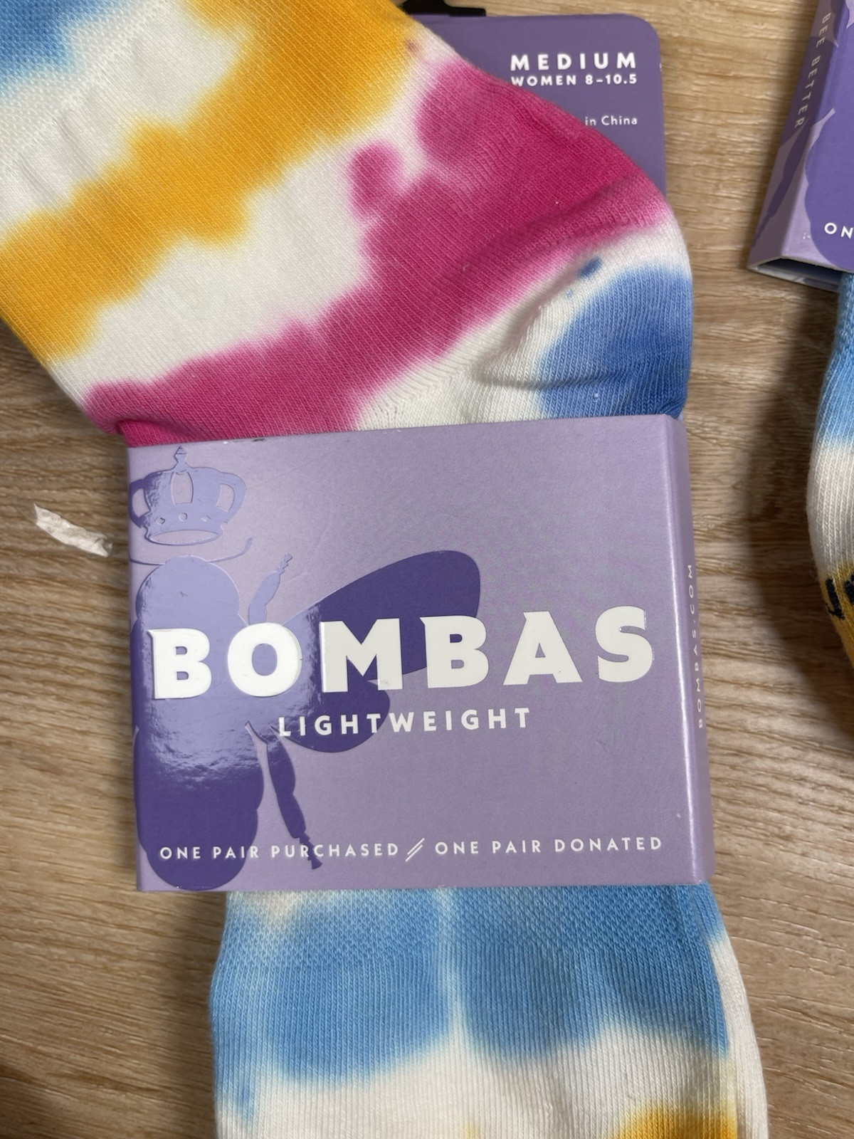 New 3 Pairs Bombas Quarter Socks Multi Color Tie Dye Lightweight Medium