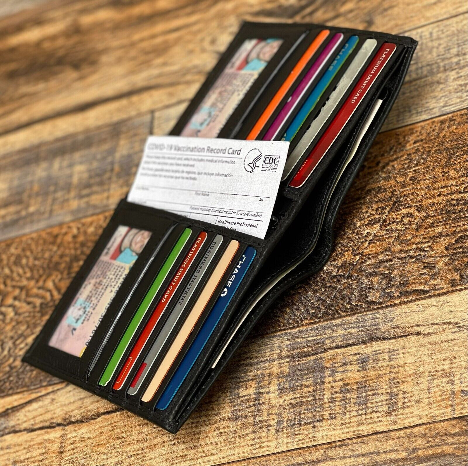 Leatherboss Mens Wallet Genuine Leather RFID Bifold Large Capacity Card Holder