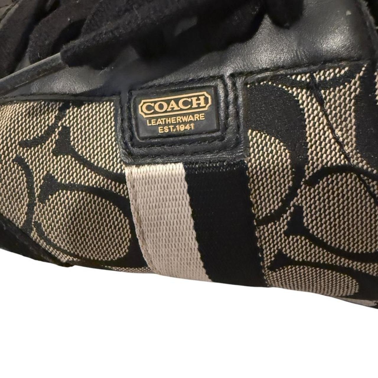 Vintage Coach Joss Black and Beige Monogram Suede Sneakers Coach logo, size 7