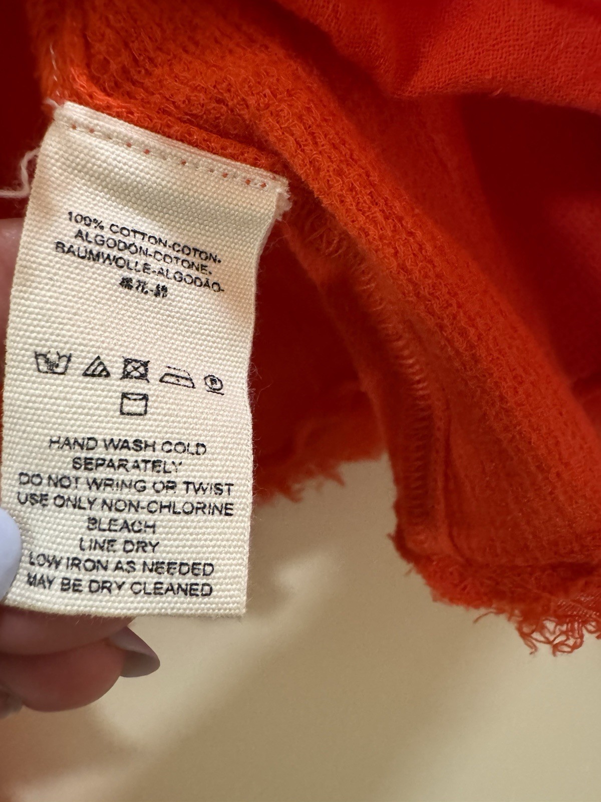 Free People Orange Knit Hoodie XS 100% Cotton V-Neck Hooded Cropped Tassel