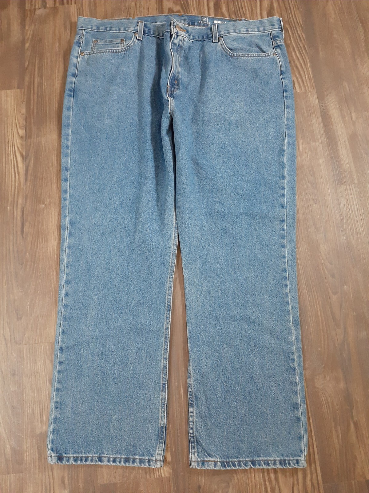 George Mens Medium Wash Regular Fit Straight Leg Jeans 46×32