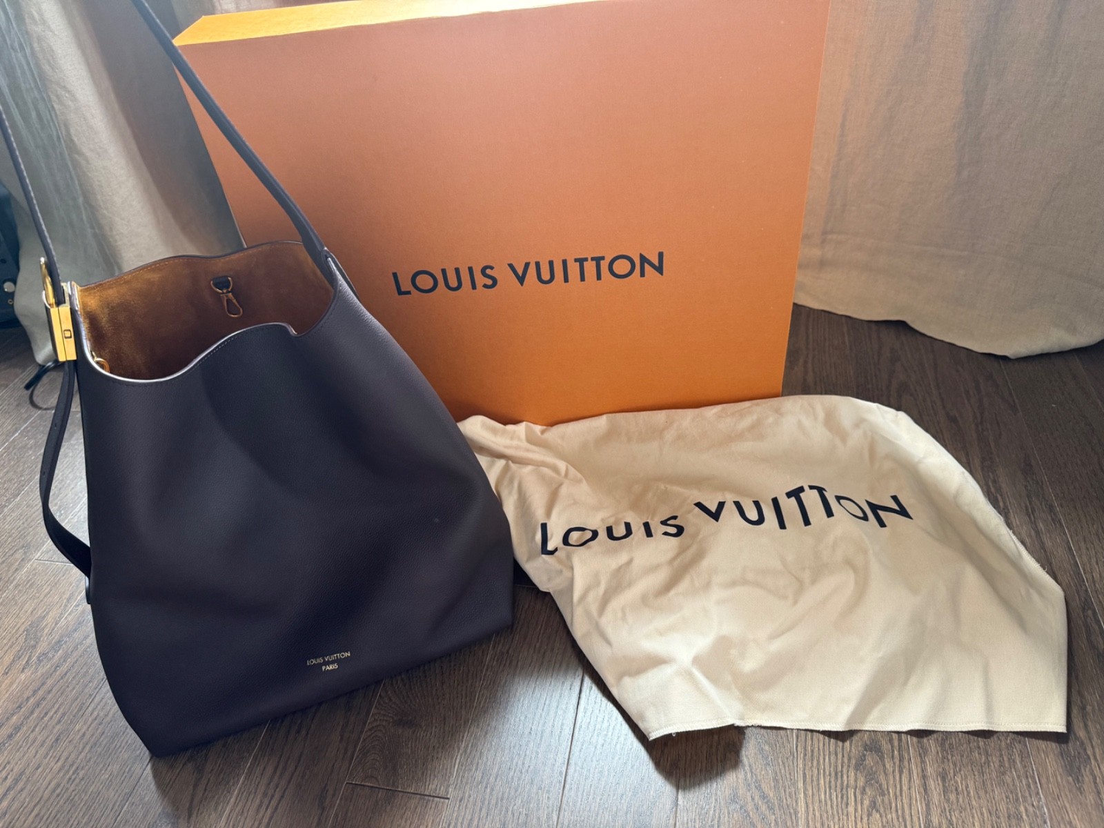 Authentic Louis Vuitton Lowkey Hobo MM in EBENE. Very rare, sold out everywhere