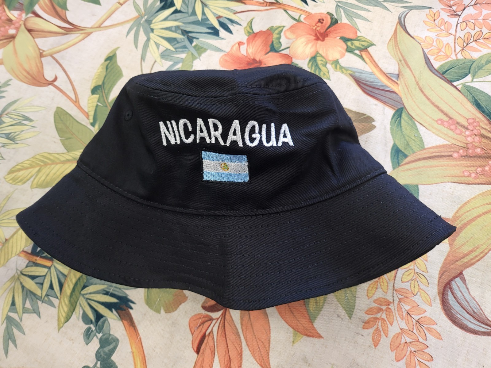 Nicaragua flag embroidered bucket hat, National flag embroidered bucket hat