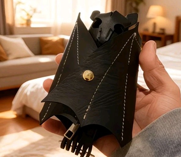 Gothic,midevil Black Faux Leather Bat Coin,keys,pouch, beltloop, Purse Backpack