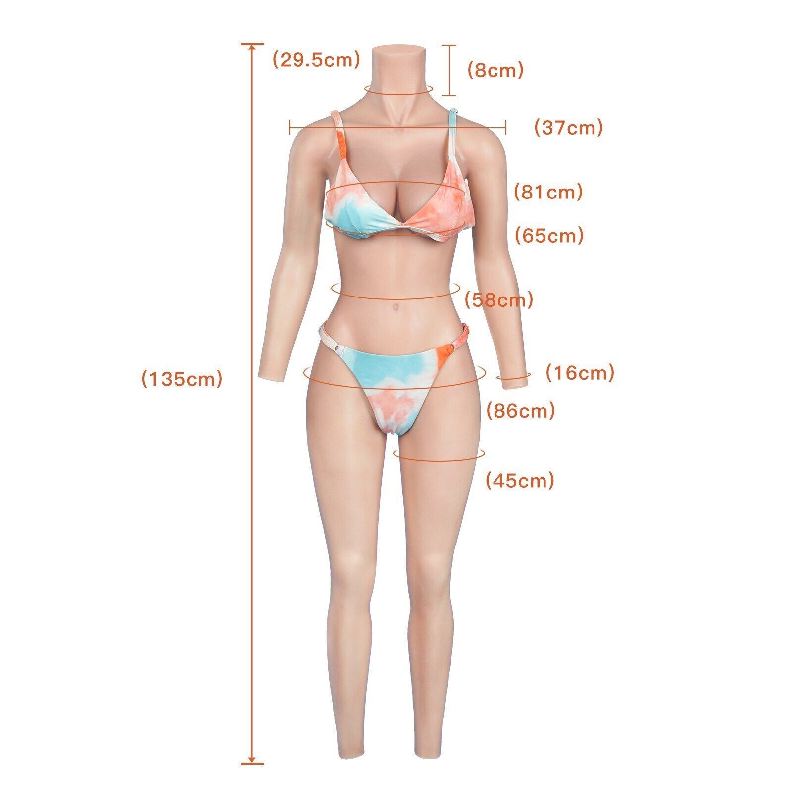 C Cup Silicone Breast Forms Fake Vaginas Body Suit With Arms For Crossdresser