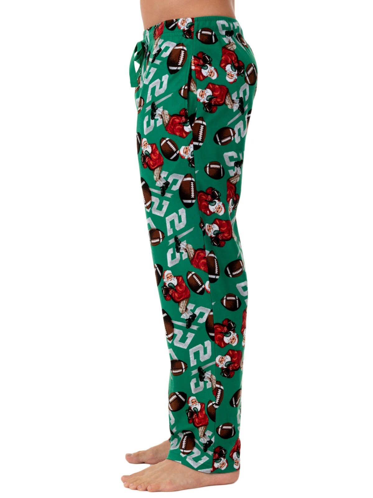 Fruit of the Loom Santa Playing Football Christmas Fleece Sleep Pants Mens S-5XL