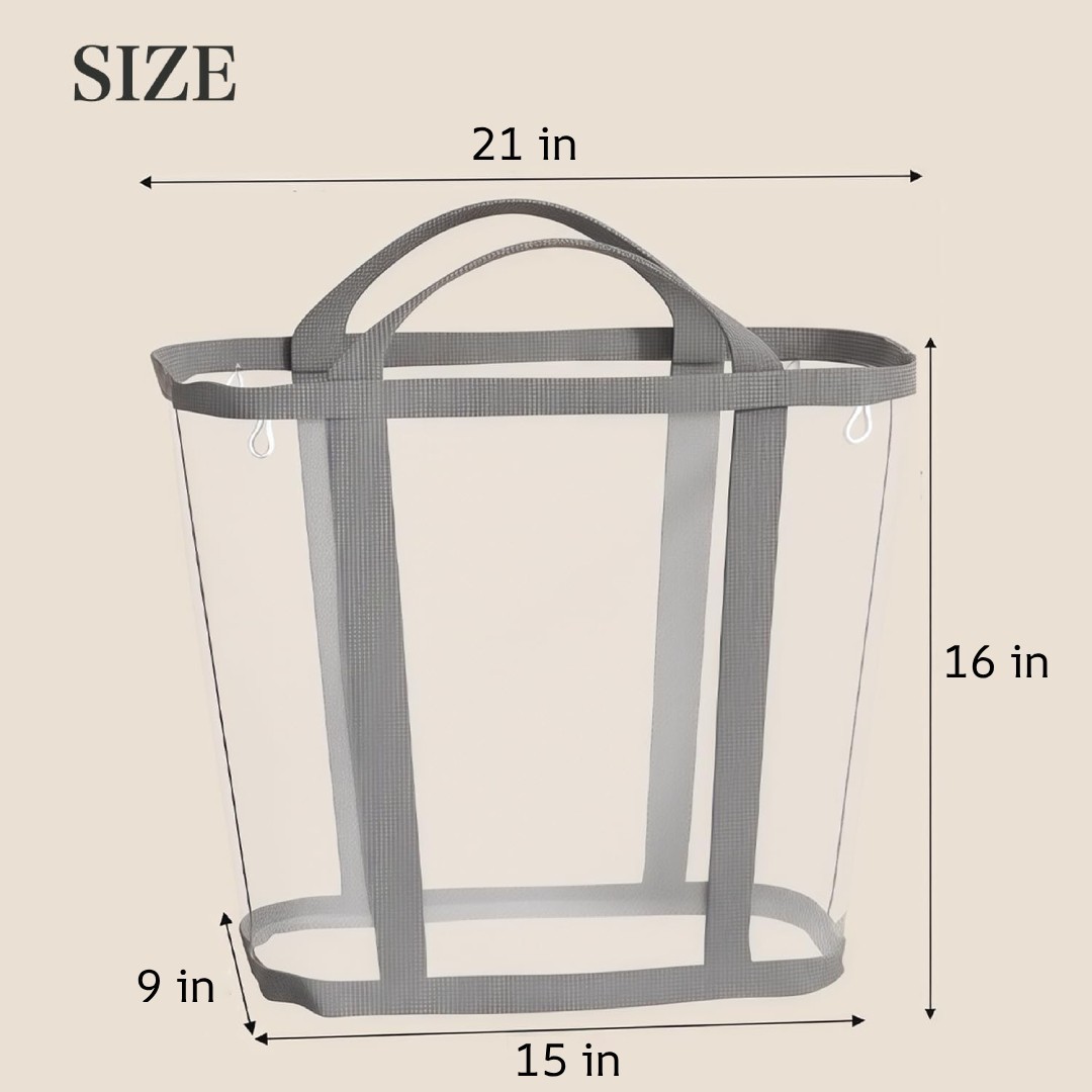 Large Summer Beach Mesh Bag Foldable Storage Tote Bags, Lightweight 16x15x9 in