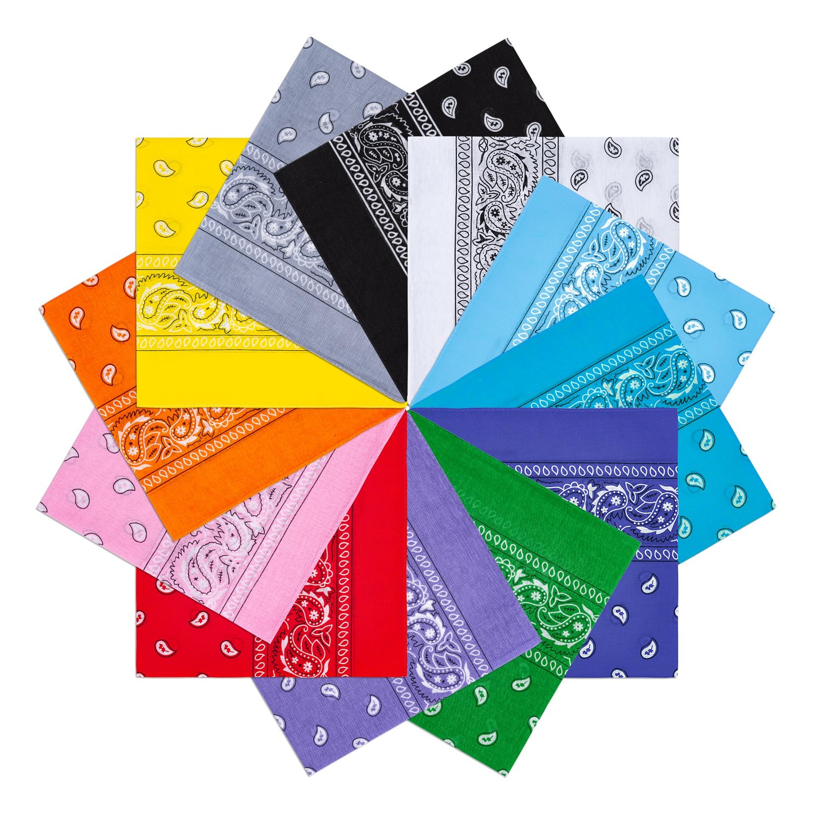 Mens Womens 12 Pack Lot Paisley Print Bandana 100% Cotton Head Warp Scarf