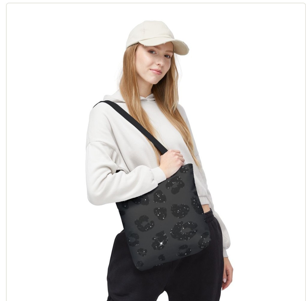 Tote Bag AOP Dark Gray Paw Print
