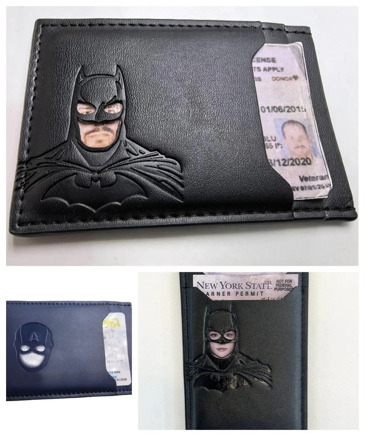 Batman Style PU Leather Wallet with ID Window Card Holder Superhero Mask Design