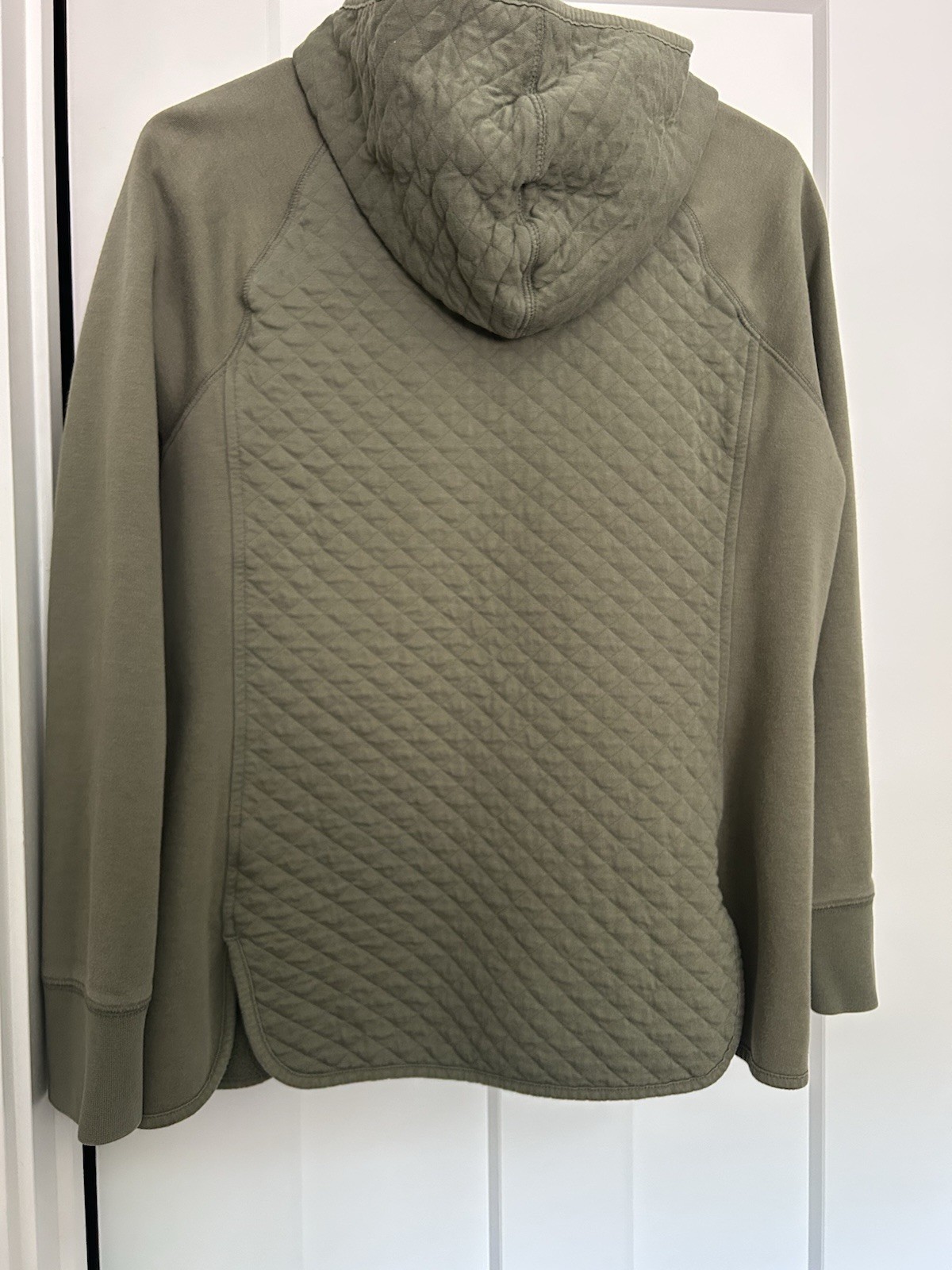 LL Bean Quilted Olive Green Zip Up Sweat Shirt Jacket Size Medium
