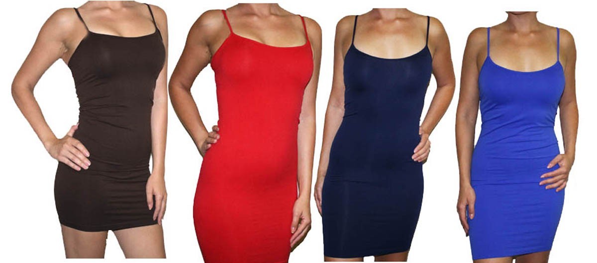 Women Camisole Spaghetti Strap Long Tank Top Layering Mini Dress Free Ship $8.99